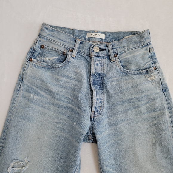 Moussy Vintage Teaneck Straight Leg Jeans Size 26 Ripped Knee - Picture 6 of 16